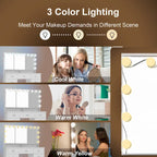 Coiffeuse avec miroir triptyque, blanche, éclairage LED réglable, 1 place