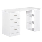 HOMCOM 47 Modern Home Office Computer Desk Bookcase Combo Writing Table Workstation with 3 Drawer and Storage Shelf - White