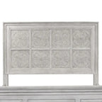 Tête de lit King size à panneaux décoratifs, blanc antique, bois massif