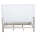 Tête de lit King size à panneaux décoratifs, blanc antique, bois massif