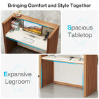 Bureau de réception avec comptoir, panneau de particules E1, 120 cm (L) x 110 cm (H), 100 kg, beige/noir
