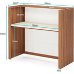 Bureau de réception avec comptoir, panneau de particules E1, 120 cm (L) x 110 cm (H), 100 kg, beige/noir