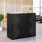 Bureau de réception avec comptoir, panneau de particules E1, 120 cm (L) x 110 cm (H), 100 kg, beige/noir