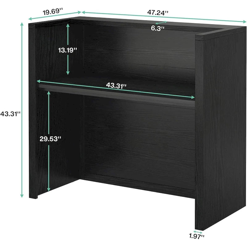 Bureau de réception avec comptoir, panneau de particules E1, 120 cm (L) x 110 cm (H), 100 kg, beige/noir