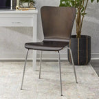 Chaise sablier en bois courbé, gris/blanc/espresso, pieds chromés, rétro, 1 place