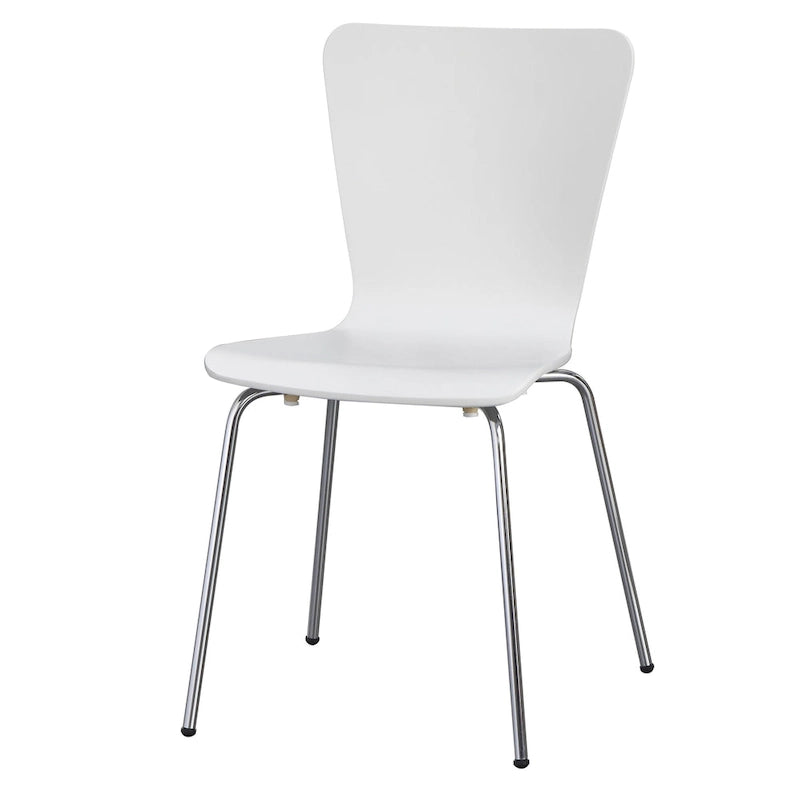 Chaise sablier en bois courbé, gris/blanc/espresso, pieds chromés, rétro, 1 place