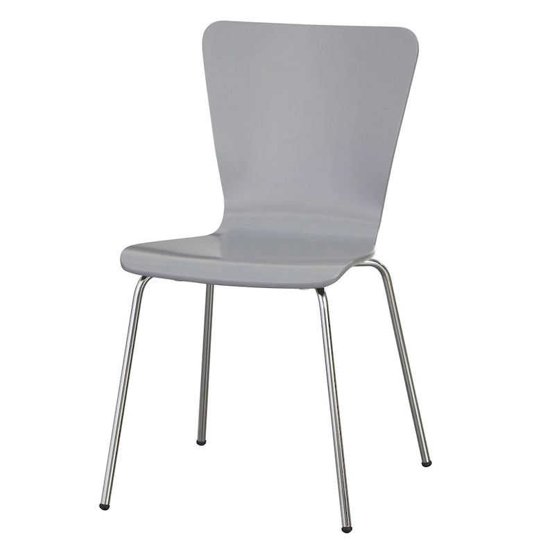 Chaise sablier en bois courbé, gris/blanc/espresso, pieds chromés, rétro, 1 place