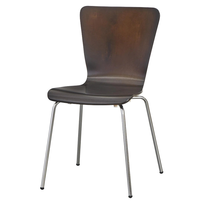 Chaise sablier en bois courbé, gris/blanc/espresso, pieds chromés, rétro, 1 place