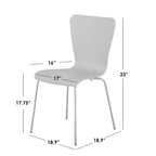 Chaise sablier en bois courbé, gris/blanc/espresso, pieds chromés, rétro, 1 place