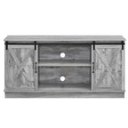 Meuble TV rustique en bois de ferme de 152 cm avec console de rangement et portes coulissantes de grange pour centre de divertissement