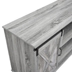 Meuble TV rustique en bois de ferme de 152 cm avec console de rangement et portes coulissantes de grange pour centre de divertissement