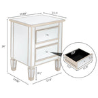 Table de chevet miroir à 2 tiroirs