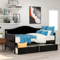 Lit de repos jumeau en bois, 2 tiroirs de rangement, bois massif et MDF, 10 lattes, sans sommier, 1 place assise/couchage, espresso/blanc/gris