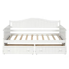Lit de repos jumeau en bois, 2 tiroirs de rangement, bois massif et MDF, 10 lattes, sans sommier, 1 place assise/couchage, espresso/blanc/gris