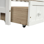 Lit de repos jumeau en bois, 2 tiroirs de rangement, bois massif et MDF, 10 lattes, sans sommier, 1 place assise/couchage, espresso/blanc/gris