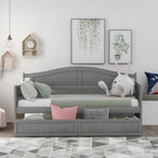 Lit de repos jumeau en bois, 2 tiroirs de rangement, bois massif et MDF, 10 lattes, sans sommier, 1 place assise/couchage, espresso/blanc/gris