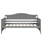 Lit de repos jumeau en bois, 2 tiroirs de rangement, bois massif et MDF, 10 lattes, sans sommier, 1 place assise/couchage, espresso/blanc/gris