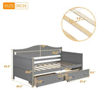 Lit de repos jumeau en bois, 2 tiroirs de rangement, bois massif et MDF, 10 lattes, sans sommier, 1 place assise/couchage, espresso/blanc/gris