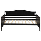 Lit de repos jumeau en bois, 2 tiroirs de rangement, bois massif et MDF, 10 lattes, sans sommier, 1 place assise/couchage, espresso/blanc/gris