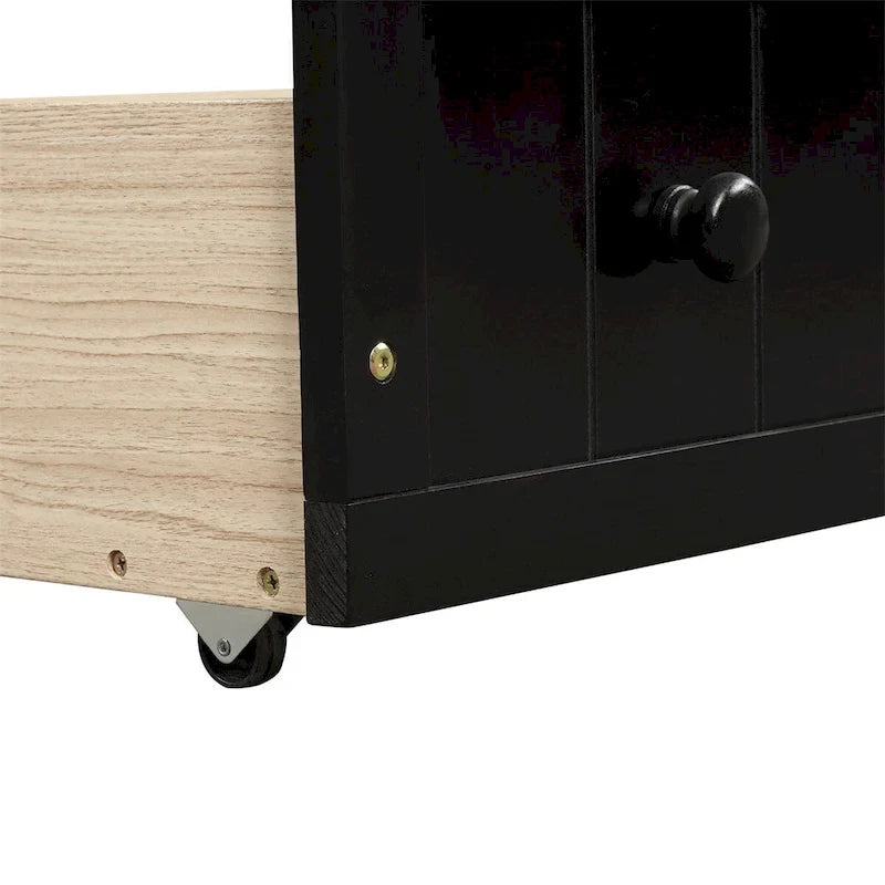 Lit de repos jumeau en bois, 2 tiroirs de rangement, bois massif et MDF, 10 lattes, sans sommier, 1 place assise/couchage, espresso/blanc/gris