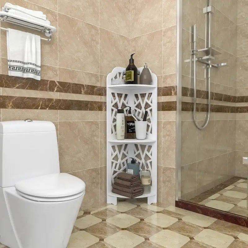Étagère d'angle de douche à 3 niveaux, cadre en X, PVC étanche, ignifuge, anti-moisissure, blanc