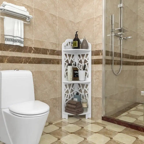 Étagère d'angle de douche à 3 niveaux, cadre en X, PVC étanche, ignifuge, anti-moisissure, blanc