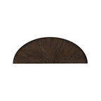 Console demi-lune, dessus rayonnant, 2 étagères ouvertes, 127 cm (50 po) L x 45,7 cm (18 po) P x 74,9 cm (29,5 po) H, en hévéa et chêne