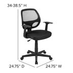 Chaise de bureau pivotante à dossier mi-haut en maille, base en nylon, soutien lombaire, pivotement à 360°, 1 place, noir/gris