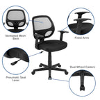 Chaise de bureau pivotante à dossier mi-haut en maille, base en nylon, soutien lombaire, pivotement à 360°, 1 place, noir/gris