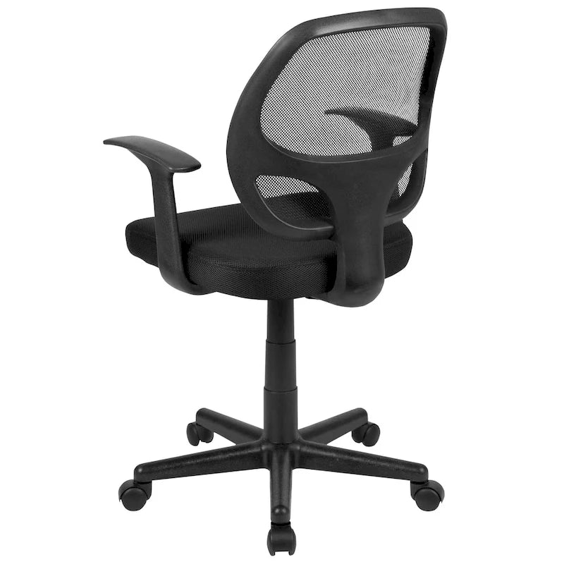 Chaise de bureau pivotante à dossier mi-haut en maille, base en nylon, soutien lombaire, pivotement à 360°, 1 place, noir/gris