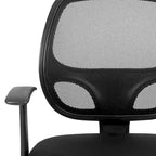 Chaise de bureau pivotante à dossier mi-haut en maille, base en nylon, soutien lombaire, pivotement à 360°, 1 place, noir/gris