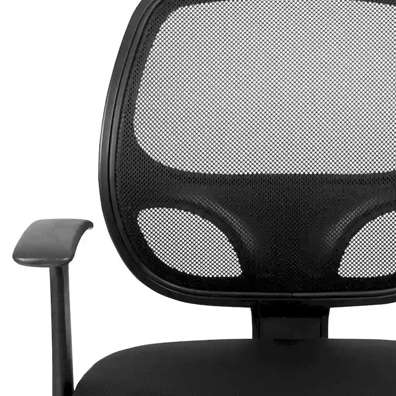 Chaise de bureau pivotante à dossier mi-haut en maille, base en nylon, soutien lombaire, pivotement à 360°, 1 place, noir/gris