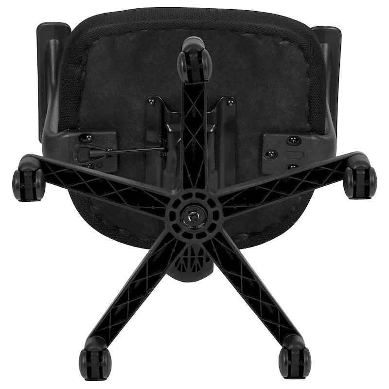 Chaise de bureau pivotante à dossier mi-haut en maille, base en nylon, soutien lombaire, pivotement à 360°, 1 place, noir/gris