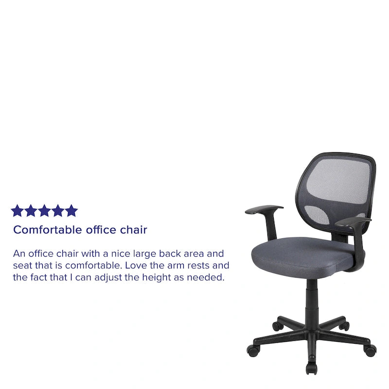 Chaise de bureau pivotante à dossier mi-haut en maille, base en nylon, soutien lombaire, pivotement à 360°, 1 place, noir/gris