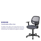Chaise de bureau pivotante à dossier mi-haut en maille, base en nylon, soutien lombaire, pivotement à 360°, 1 place, noir/gris
