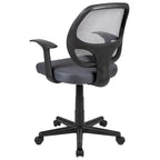 Chaise de bureau pivotante à dossier mi-haut en maille, base en nylon, soutien lombaire, pivotement à 360°, 1 place, noir/gris