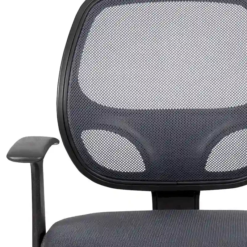 Chaise de bureau pivotante à dossier mi-haut en maille, base en nylon, soutien lombaire, pivotement à 360°, 1 place, noir/gris