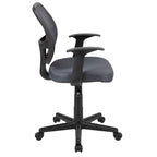 Chaise de bureau pivotante à dossier mi-haut en maille, base en nylon, soutien lombaire, pivotement à 360°, 1 place, noir/gris
