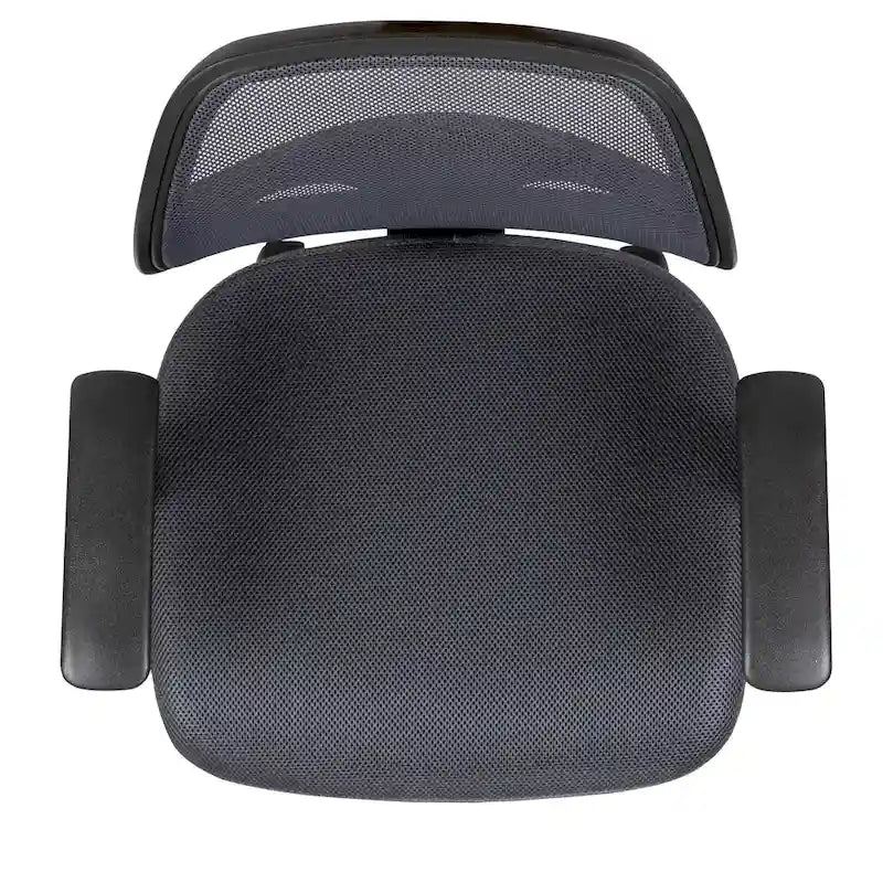 Chaise de bureau pivotante à dossier mi-haut en maille, base en nylon, soutien lombaire, pivotement à 360°, 1 place, noir/gris