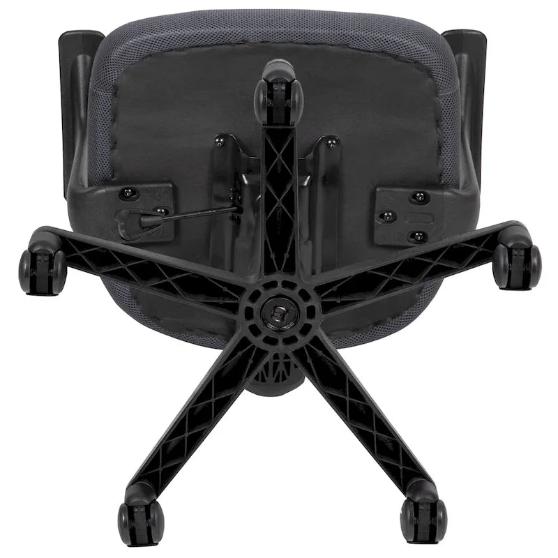 Chaise de bureau pivotante à dossier mi-haut en maille, base en nylon, soutien lombaire, pivotement à 360°, 1 place, noir/gris