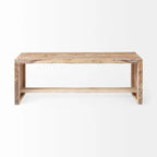 Banc d'entrée en bois recyclé, marron, rustique, cadre cubique, 47"L x 13"P x 18"H