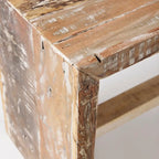 Banc d'entrée en bois recyclé, marron, rustique, cadre cubique, 47"L x 13"P x 18"H