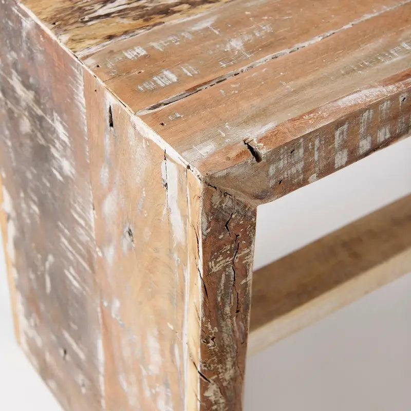 Banc d'entrée en bois recyclé, marron, rustique, cadre cubique, 47"L x 13"P x 18"H