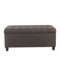 Banc de rangement capitonné, anthracite, couvercle à charnière, pieds en noyer, 1-2 places