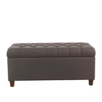 Banc de rangement capitonné, anthracite, couvercle à charnière, pieds en noyer, 1-2 places