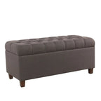 Banc de rangement capitonné, anthracite, couvercle à charnière, pieds en noyer, 1-2 places