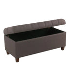 Banc de rangement capitonné, anthracite, couvercle à charnière, pieds en noyer, 1-2 places