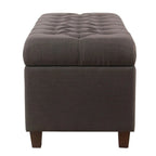 Banc de rangement capitonné, anthracite, couvercle à charnière, pieds en noyer, 1-2 places