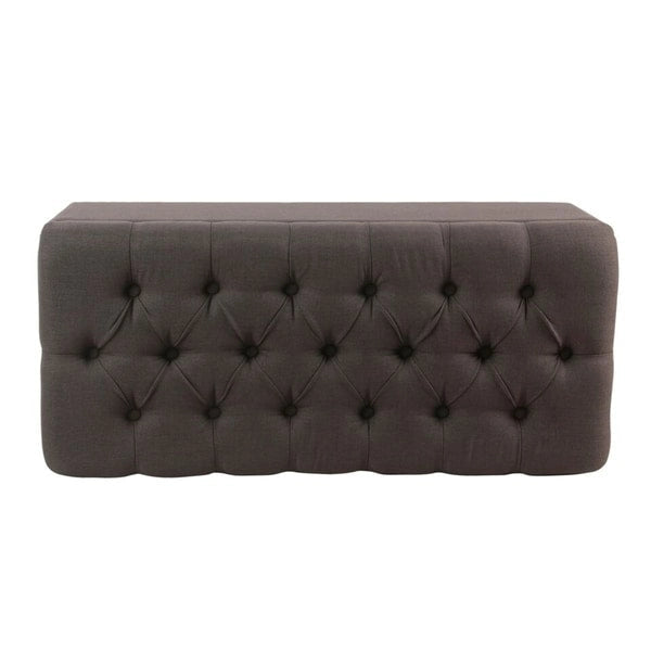 Banc de rangement capitonné, anthracite, couvercle à charnière, pieds en noyer, 1-2 places