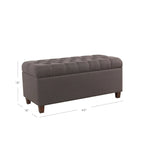 Banc de rangement capitonné, anthracite, couvercle à charnière, pieds en noyer, 1-2 places